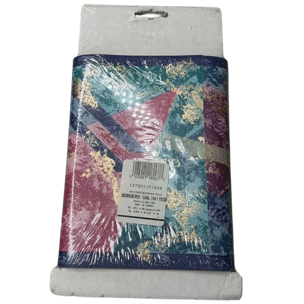 Vtg 90s Wabasso Bed Trends Wallpaper Border Lot of 2 Abstract Geometric 10yd